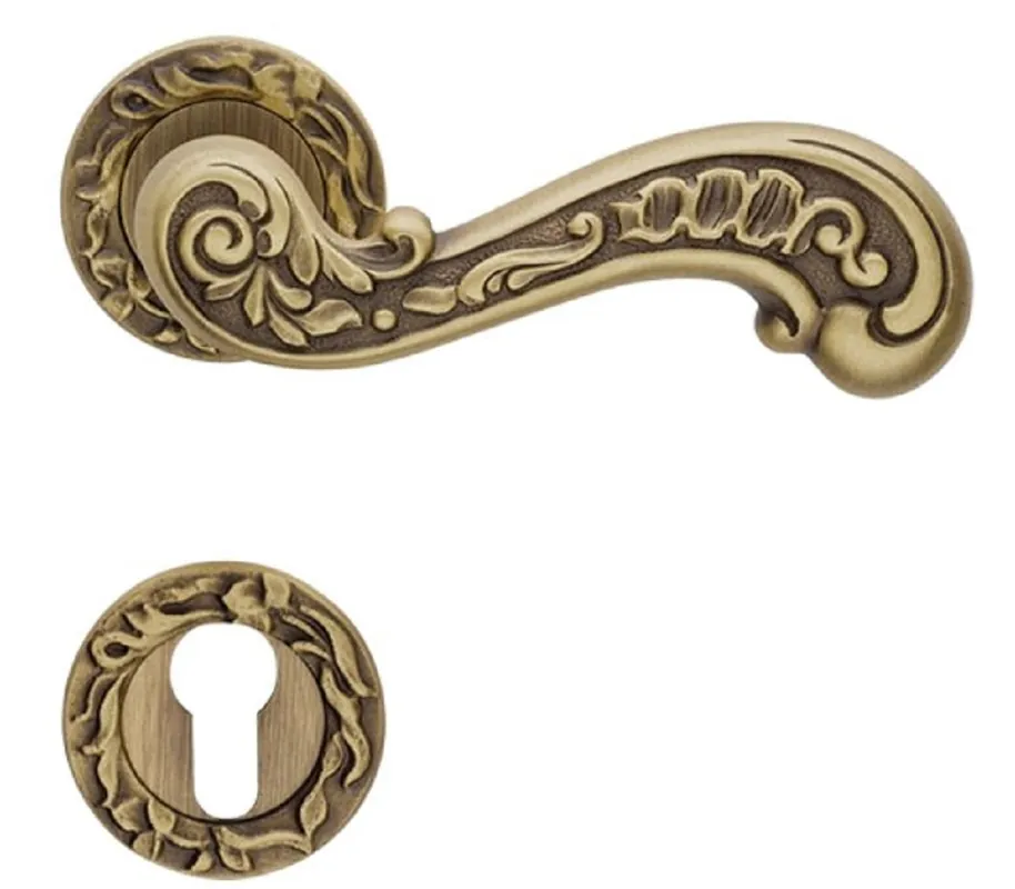 Casa Padrino ensemble de poignée de porte baroque en laiton patiné 14 x H. 5,3 cm - Accessoires de Décoration Baroque Beliebt