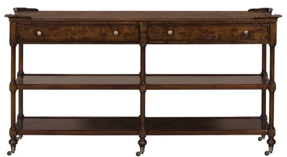 Abverkauf Casa Padrino table console Art Nouveau de luxe marron / marron foncé 152 x 46 x H. 79 cm - Console avec 2 Tiroirs et Roulettes