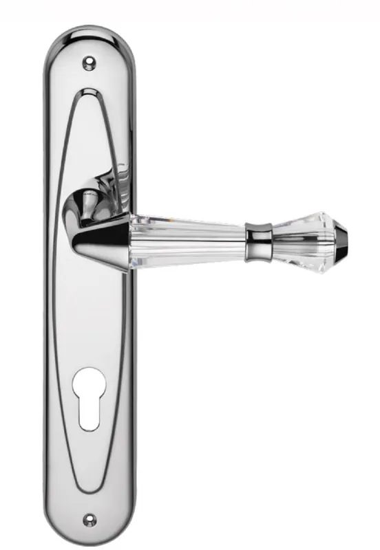 Casa Padrino Ensemble de Poignée de Porte de Luxe Argent 15,3 x H. 27,5 cm - Poignées de Porte en Laiton Chromé avec Verre en Cristal Swarovski Expressversand