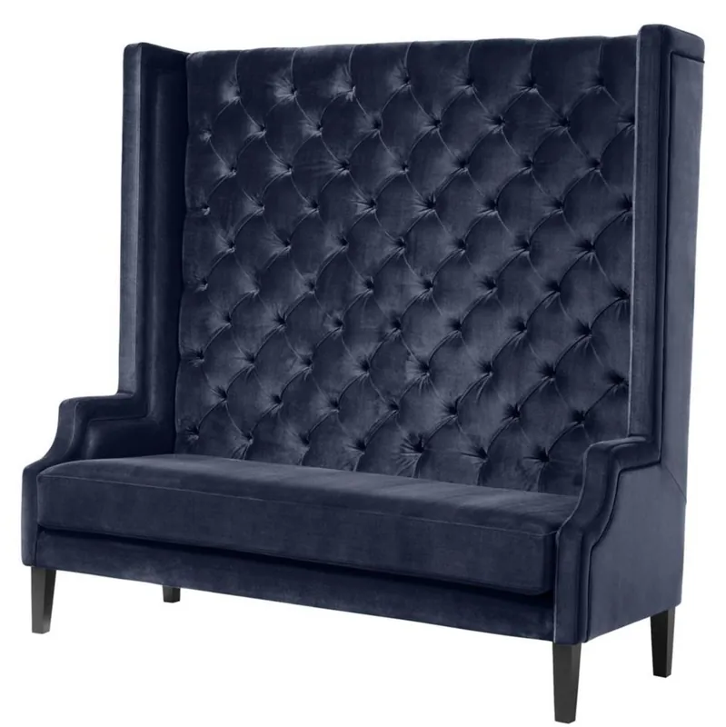 Casa Padrino canapé de luxe avec dossier haut bleu nuit / noir 160 x 68 x H. 160 cm - Canapé de Luxe Chesterfield en Velours Nur Heute