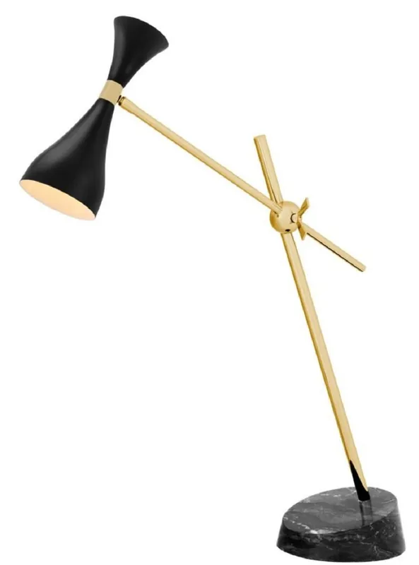 Casa Padrino lampe de bureau de luxe en laiton / noir 21 x 65 x H. 87-92 cm - Mobilier de Bureau Highlight
