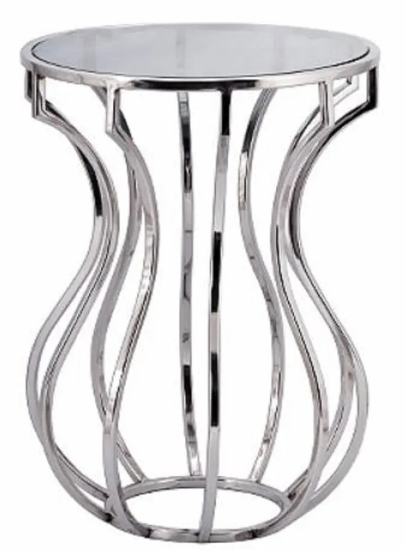 Casa Padrino table d'appoint design argent / noir Ø 40 x H. 55 cm - Table Ronde de Luxe avec Plateau en Verre Teinté Nur Heute