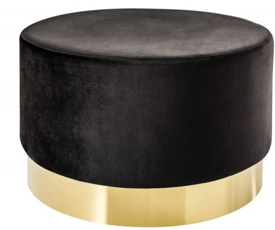 Neu Tabouret rond design Casa Padrino Noir / Or B. 55 x H. 35 cm - Meubles de salon