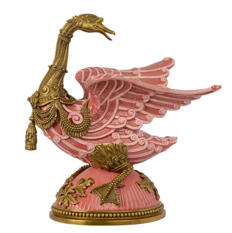 Casa Padrino sculpture baroque rose d'oie / or - laiton / porcelaine 33,4 x 22,8 x H 38,7 cm Mod2 - Figurine Art Nouveau de style Rococo Sofort Bestellen