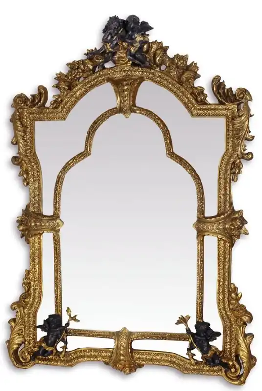 Sichere Zahlung Casa Padrino Miroir Baroque Or / Noir 101 x H. 138,5 cm - Magnifique Miroir Mural de Style Baroque