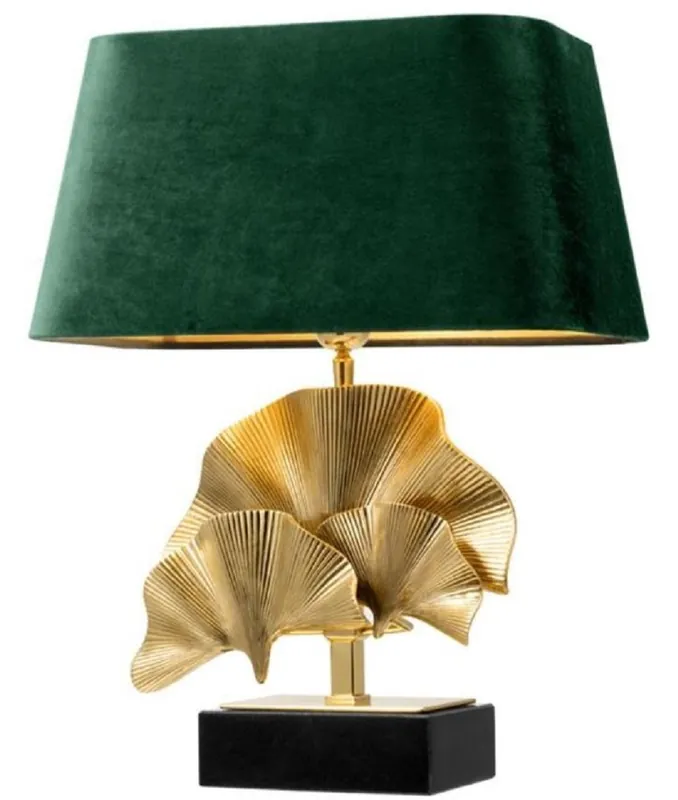 Casa Padrino lampe de table de luxe laiton / noir / vert 41 x 34 x H. 53 cm - Lampe de Table de Salon avec Base en Granit Neue Ware