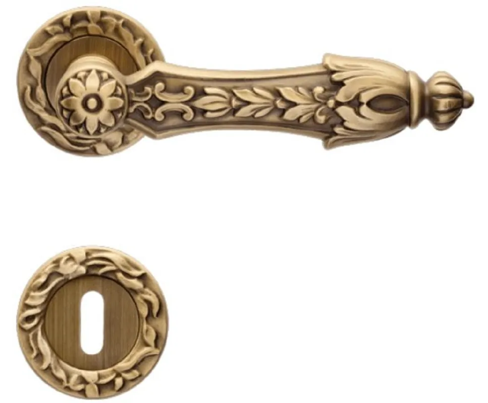 Casa Padrino ensemble de poignée de porte baroque en laiton patiné 15,7 x H. 5,3 cm - Superbes Poignées de Porte de Style Baroque Abverkauf