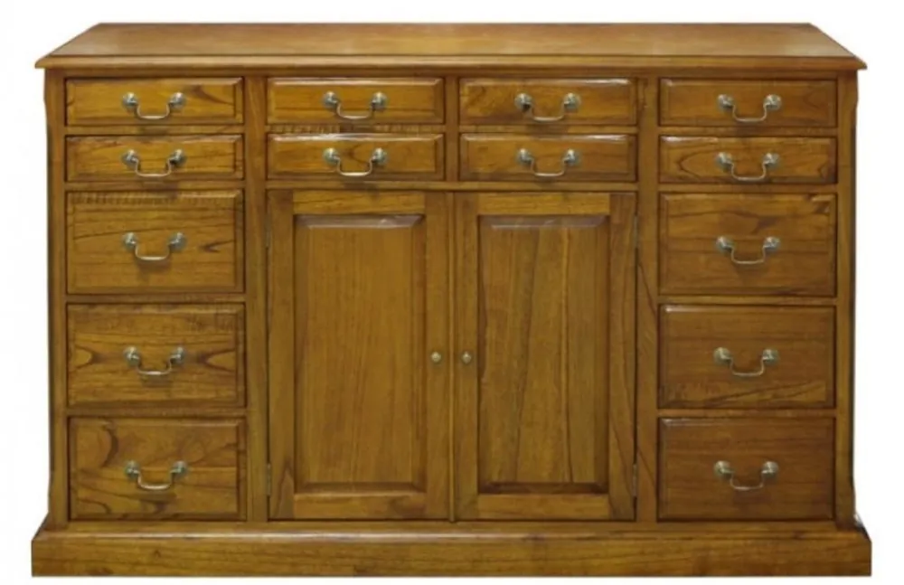 Casa Padrino armoire de salon de luxe avec 2 portes et 14 tiroirs marron 120 x 39 x H. 80 cm - Qualité de Luxe Bestseller
