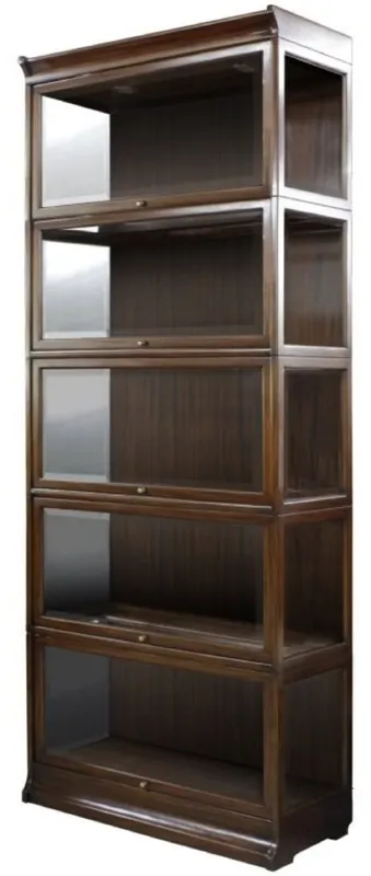 Casa Padrino cabinet à livres de luxe en acajou à 5 portes en verre et éclairage LED brun foncé 90 x 39 x H. 223 cm - Mobilier de Bureau de Luxe Online Kaufen