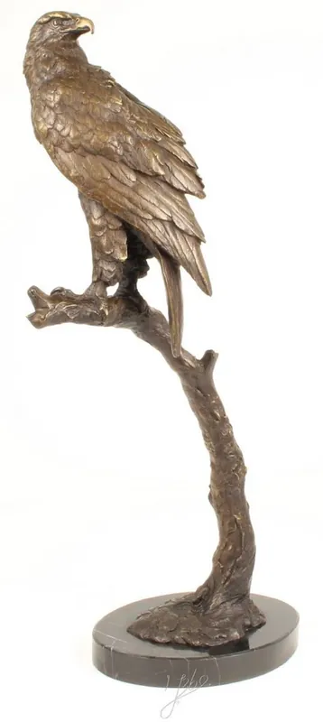 Zertifiziert Casa Padrino figure de bronze aigle de mer gris / or / noir 42,6 x 21,4 x H. 81,8 cm - Figurine Déco avec Socle en Marbre