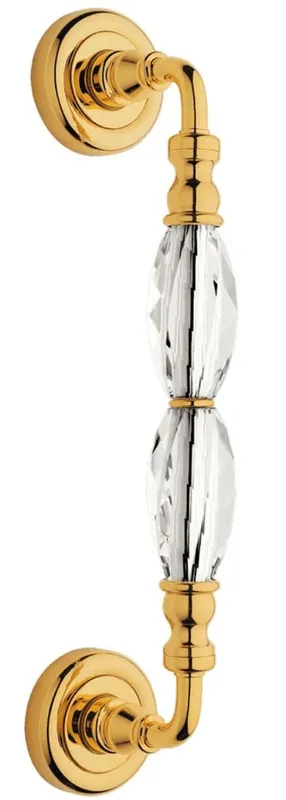 Casa Padrino ensemble de poignée de porte de luxe en laiton avec verre de cristal Swarovski or 5 x 25 cm - Collection de Luxe Zertifiziert