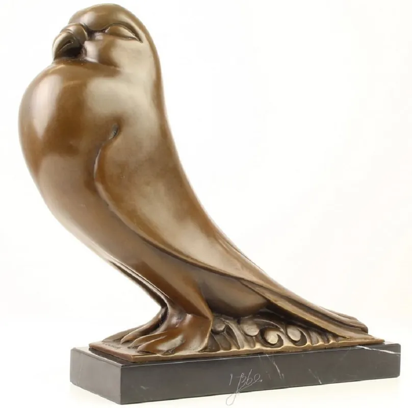 Bestpreis Casa Padrino figure de bronze de luxe pigeon avec base en marbre bronze / noir 31,3 x 9,5 x H. 29,2 cm - Figurine Déco