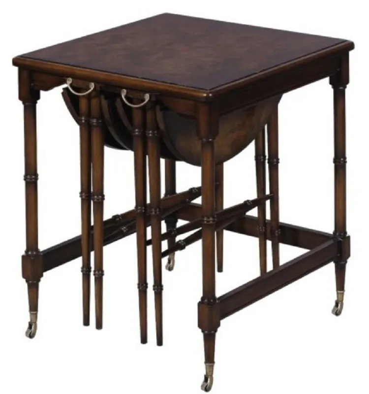 Sofort Bestellen Casa Padrino ensemble de table d'appoint de luxe brun / brun foncé 48 x 48 x H. 59 cm - Mobilier d'Hôtel
