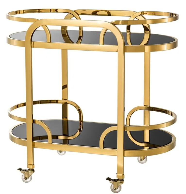 Nur Heute Casa Padrino chariots de nourriture de luxe or / noir 85 x 46,5 x H. 80,5 cm - Chariots de Nourriture de Hôtel Restaurant Gastronomie