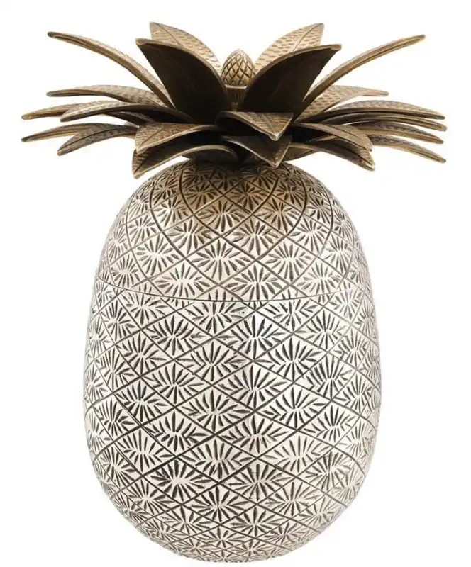 Casa Padrino tasse d'ananas de luxe avec couvercle argent antique / laiton antique Ø 16 x H. 28 cm - Accessoires Décoration Design Top-Angebot
