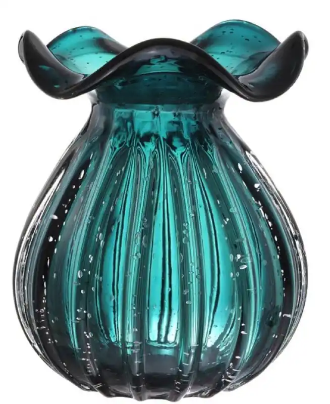 Casa Padrino vase / vase à fleurs en verre vert Ø 23 x H. 27 cm - Salon Déco de Luxe Sale