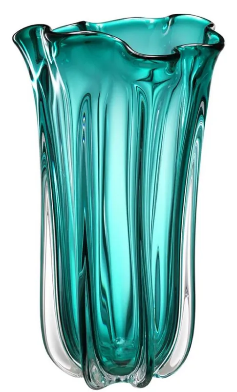 Casa Padrino vase / vase à fleurs en verre turquoise Ø 19 x H. 34 cm - Déco et Accessoires Heißes Angebot