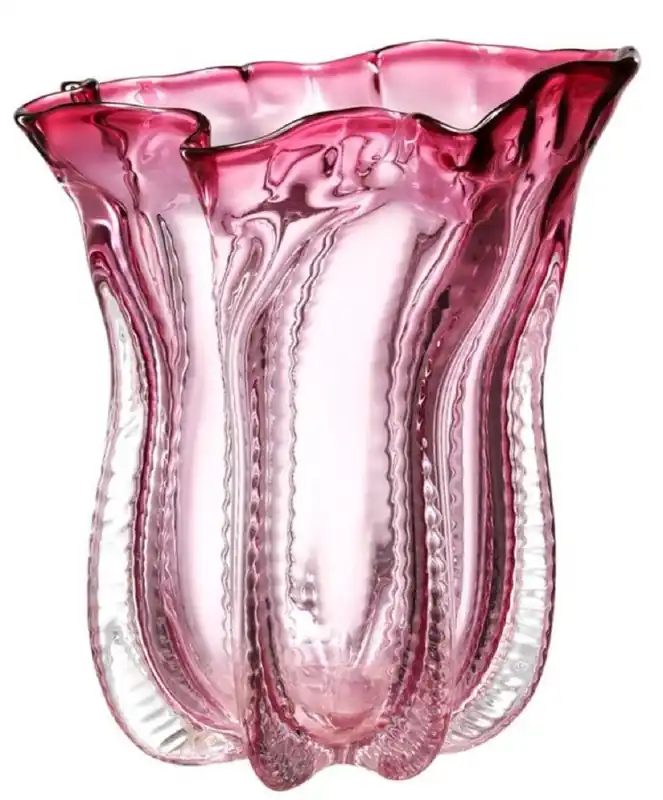 Casa Padrino vase à fleur en verre design rose Ø 25 x H. 28 cm - Vase Décoratif de Luxe Aktuell