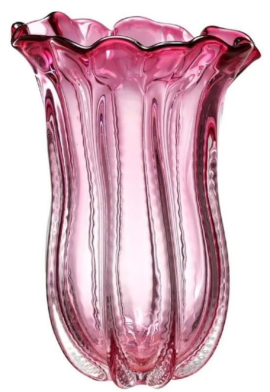 Ausverkauf Casa Padrino vase à fleur en verre design rose Ø 25 x H. 35 cm - Vase Décoratif de Luxe