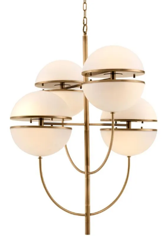 Casa Padrino lustre de luxe en laiton antique / blanc Ø 81 x H. 107 cm - Qualité de Luxe Bestpreis