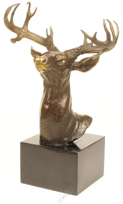 Casa Padrino tête de cerf de luxe en bronze bronze / or / gris H. 50 cm - Figurine de décoration élégante avec socle en marbre Kracherpreis