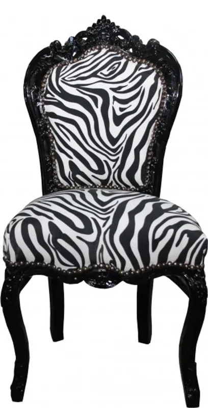 Angebot Casa Padrino baroque Chaise Dîner sans accoudoirs Noir / Zebra - meubles anciens Zebra