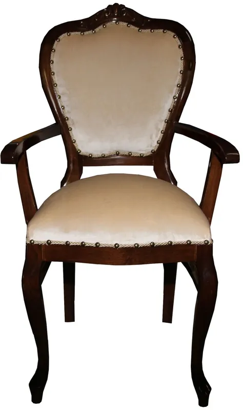 Chaise de Luxe Baroque Casa Padrino avec Accoudoirs Marron / crème - Chaise de Coiffeuse pour Dames - Edition Limitée Ausverkauf