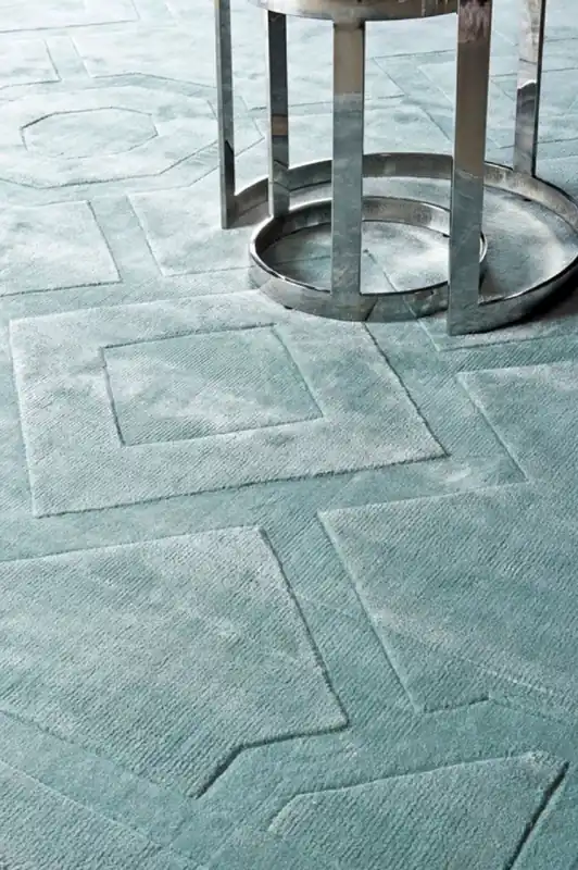 Finale Aktion Casa Padrino tapis de salon de luxe en viscose bleu aqua - Tailles Variées - Qualité de Luxe