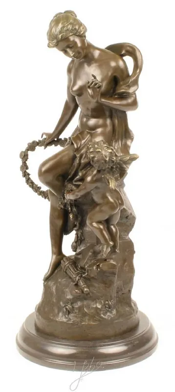 Casa Padrino sculpture en bronze de luxe de le ruban d'amour bronze / or / gris 30,5 x 24 x H. 54,8 cm - Figurine Déco avec Socle en Marbre Preis Gesenkt