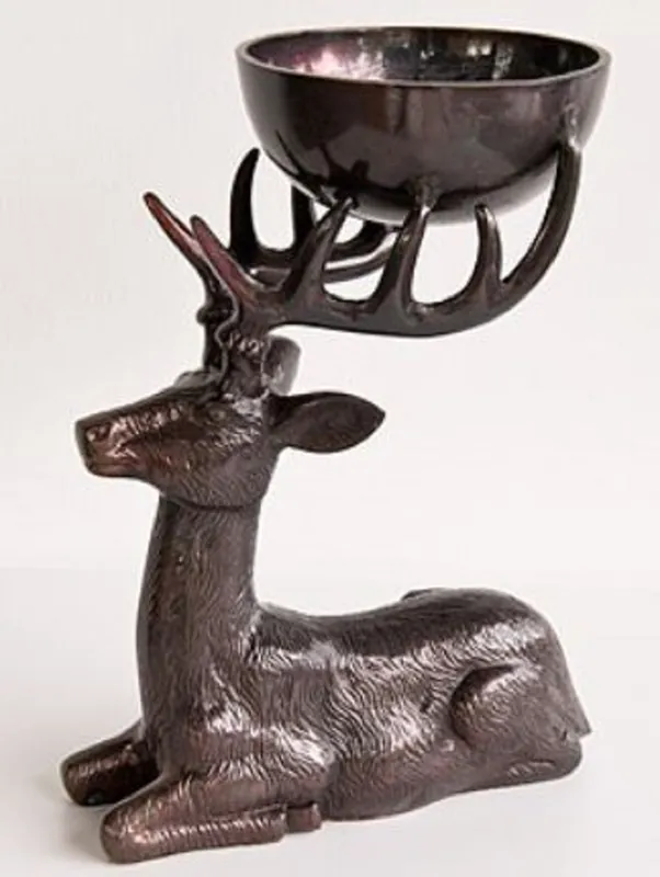 Casa Padrino figure de renne en aluminium avec bol bronze 25 x 16 x H. 27 cm - Accessoires pour Hôtels et Restaurants Letzte Chance