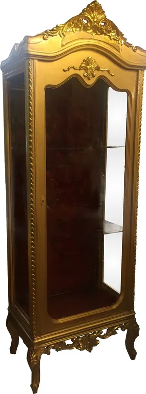 Schneller Versand Armoire à Baroque Casa Padrino Or / Bordeaux H 205 cm, L 70 cm - Vitrine - Armoire de Salon Armoire à Verre - Look Antique