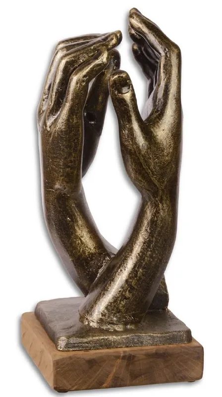 Casa Padrino sculpture de designer en fonte mains or antique / noir / naturel 17,4 x 18,4 x H. 39,9 cm - Objet de Décoration de Luxe Must-Have