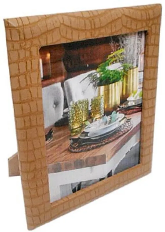 Günstig Casa Padrino cadre de photo de luxe en cuir marron clair 20 x 4 x H. 25 cm - Cadre de Photo Décoratif en Aspect Crocodile