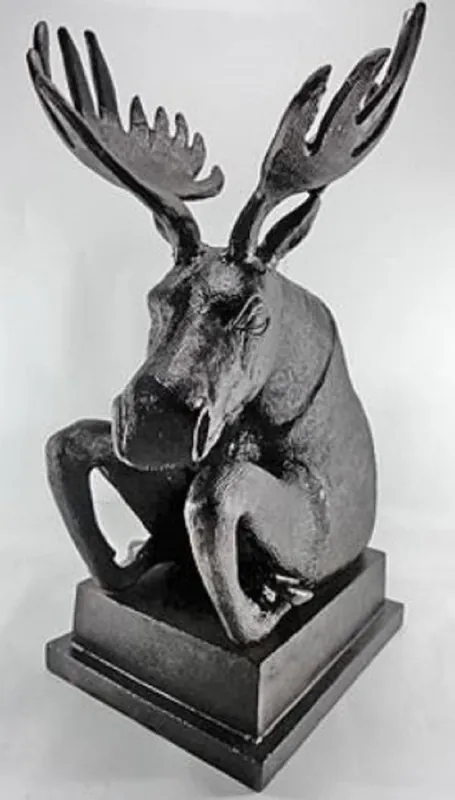 Highlight Casa Padrino sculpture de luxe en aluminium avec socle wapiti noir 32 x 36 x H. 55 cm - Deco Figurine