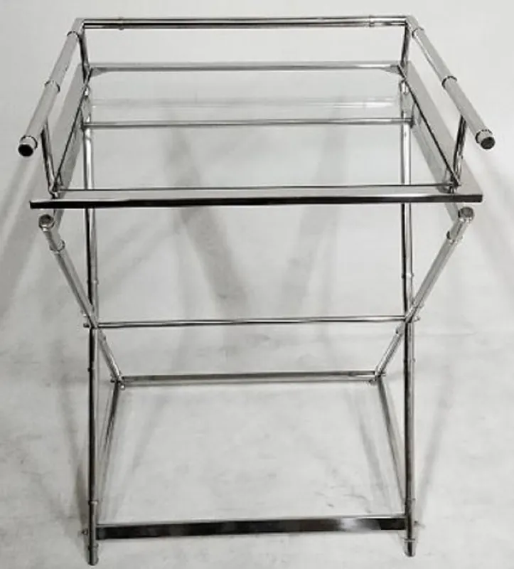Sichere Zahlung Casa Padrino table d'appoint de luxe en laiton avec plateau en verre argent 60 x 50 x H. 76 cm - Mobilier d'Hôtel