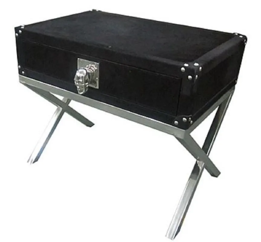 Neu Im Sortiment Casa Padrino table d'appoint de luxe avec tiroir noir / argent 60 x 40 x H. 50 cm - Meubles de Salon