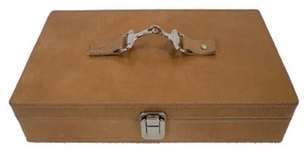 Casa Padrino boîte de montre de luxe en cuir marron / argent 25 x 20 x H. 10 cm - Accessoires de Luxe Echt