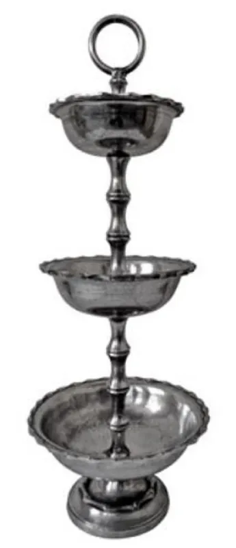 Sonderaktion Casa Padrino etagere de luxe 3 étages argent Ø 38 x H. 105 cm - Accessoires pour Hôtels et Restaurants