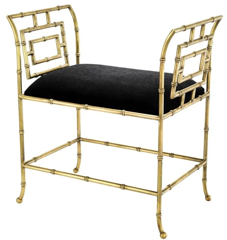 Bestseller Casa Padrino banc de luxe laiton vintage / noir 66 x 42 x H. 73 cm - Mobilier de Luxe