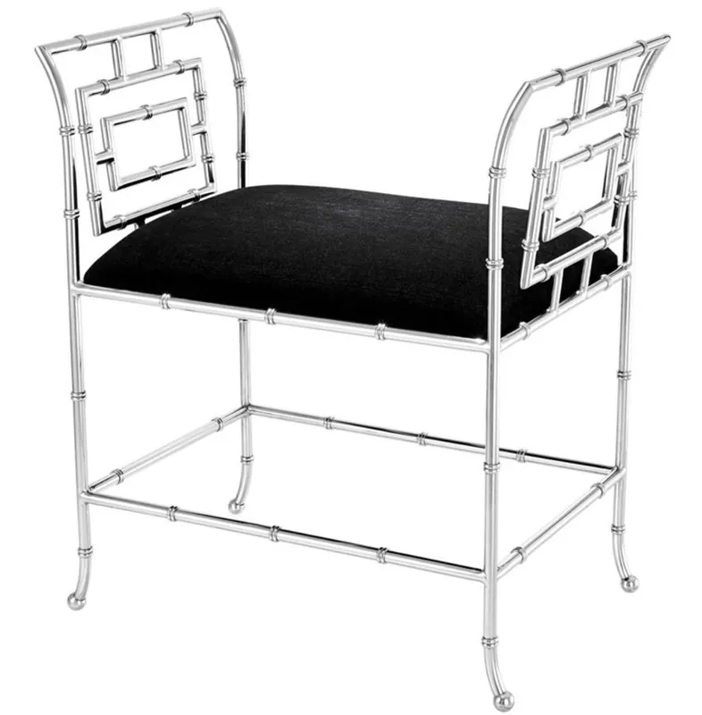 Knallerangebot Casa Padrino banc de luxe argent / noir 66 x 42 x H. 73 cm - Mobilier de Luxe