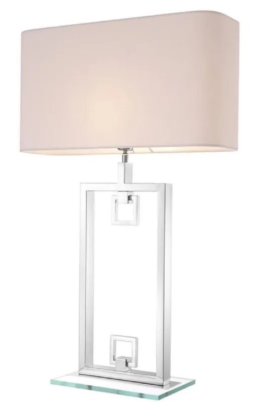 Casa Padrino lampe de table argent / blanc 55 x 25 x H. 88 cm - Lampe de Table de Luxe avec Abat-Jour Günstig