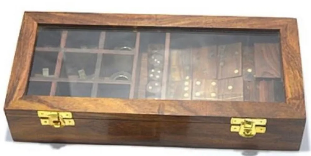 Wochenendangebot Casa Padrino jeux de puzzle en bois marron 28 x 13 x H. 5 cm - Puzzle - Jeu d'Adresse dans une Boîte en Bois