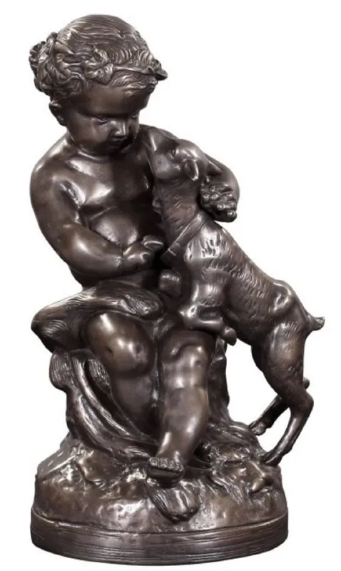 Casa Padrino figure de bronze de luxe ange avec d'agneau bronze 21 x 20 x H. 38 cm - Sculpture en Bronze Déco Abverkauf