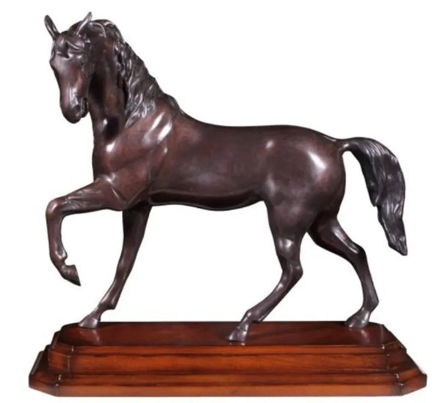 Casa Padrino figure de bronze de luxe avec socle en bois bronze / marron 42 x 17 x H. 40 cm - Figurine Déco Schnäppchen