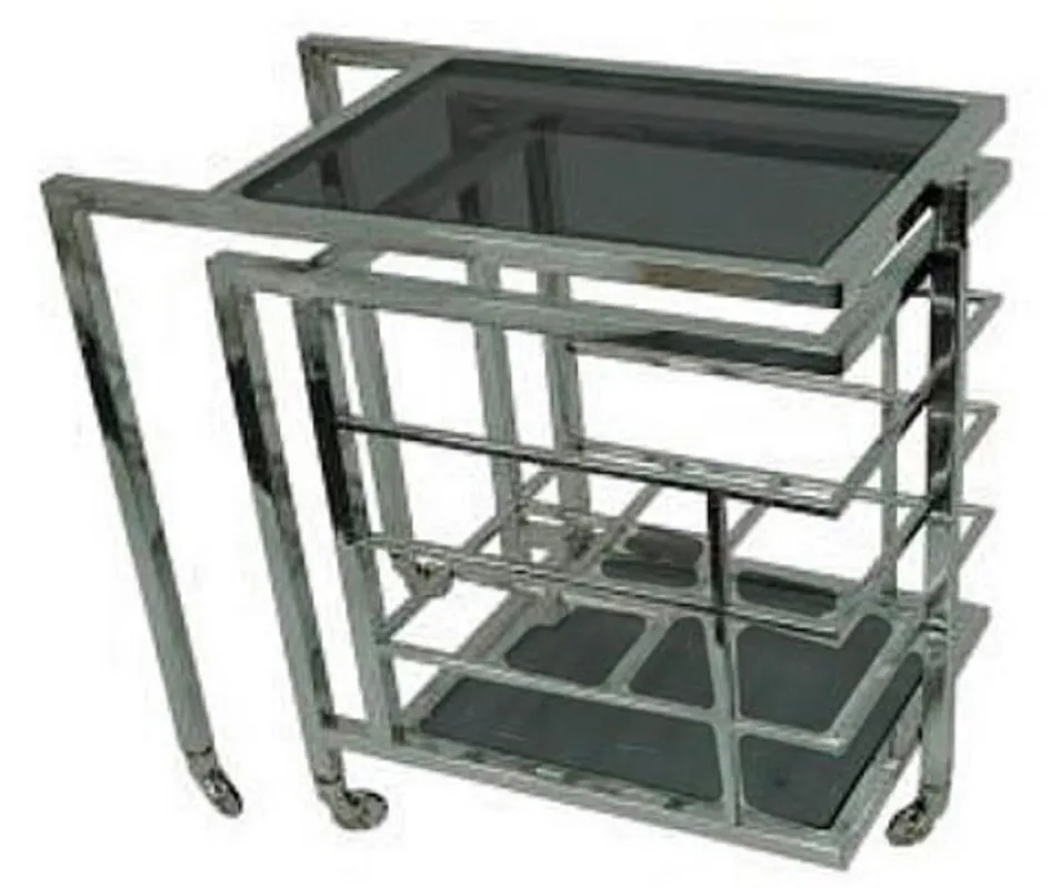 Preisknaller Casa Padrino chariots de nourriture argent / noir 72 x 42 x H. 77 cm - Chariots de Nourriture de Hôtel Restaurant Gastronomie