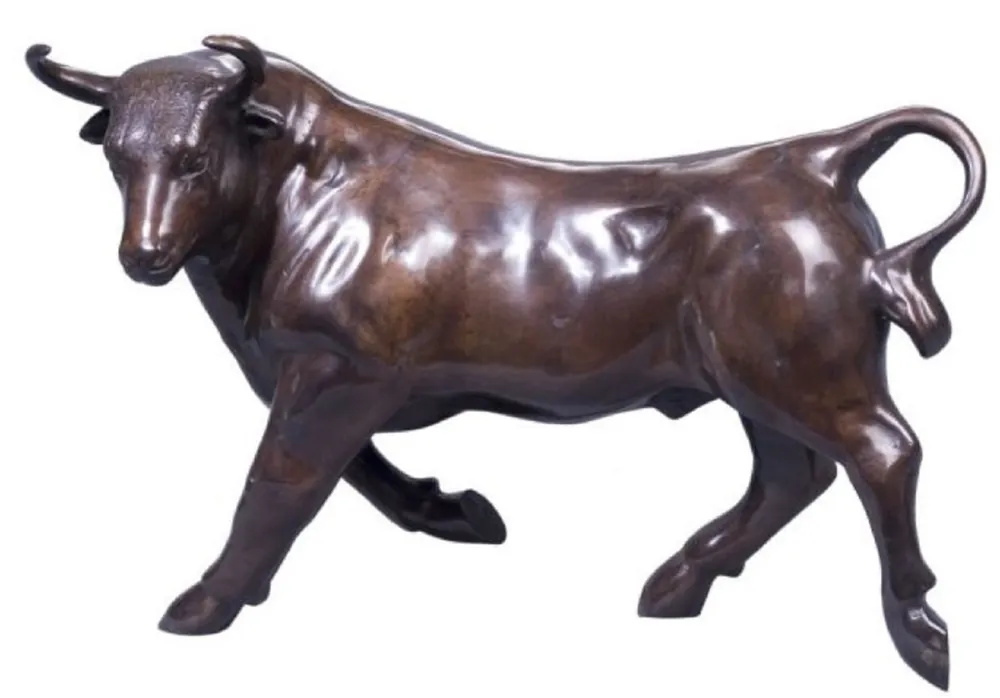 Expressversand Casa Padrino Figure en Bronze Taureau Bronze 56 x 22 x H. 40 cm - Sculpture de Luxe