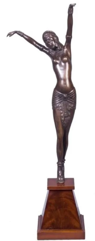 Markenprodukt Casa Padrino Bronze Figure de Luxe Cléopâtre Bronze / Marron 15 x 15 x H. 71 cm - Figure Déco sur Socle en Bois