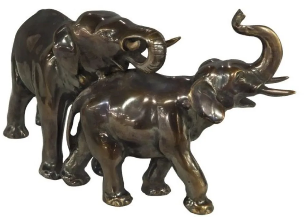 Casa Padrino couple d'éléphants en bronze bronze 26 x 9 x H. 13 cm - Figurines Décoratives de Luxe Nur Für Kurze Zeit