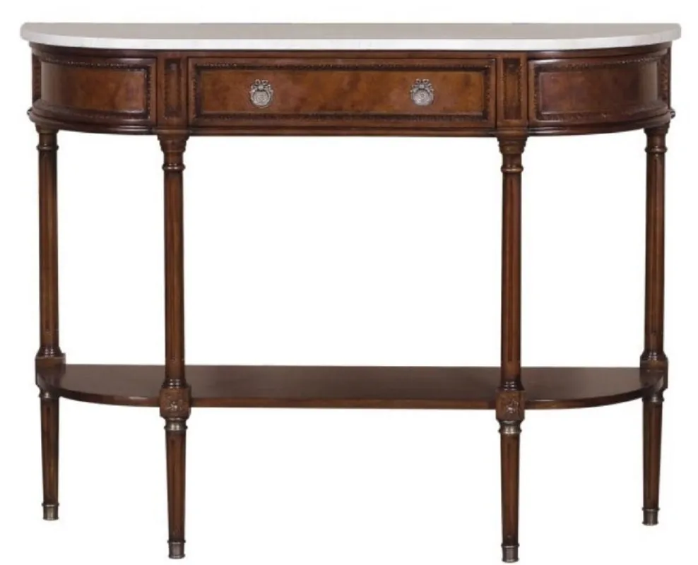 Nur Für Kurze Zeit Casa Padrino console de luxe Art Nouveau en acajou avec plateau en marbre marron foncé / blanc 114 x 40 x H. 88 cm - Qualité de Luxe