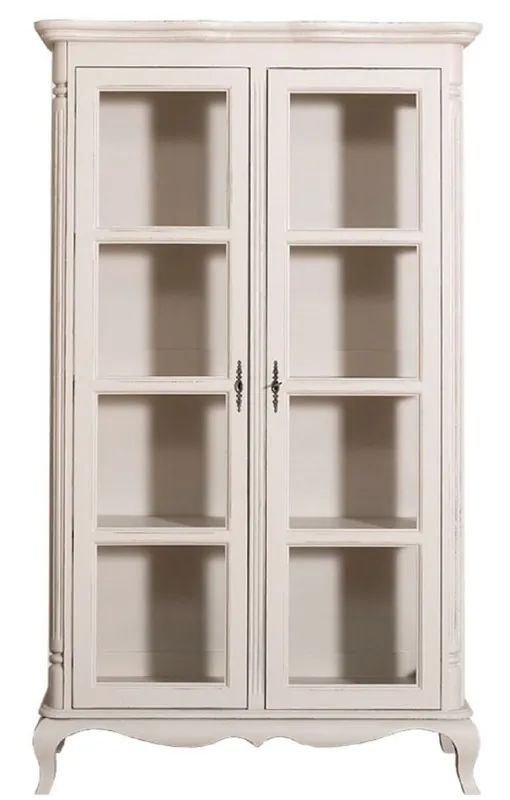 Echt Casa Padrino armoire vitrine de style campagnard gris clair antique 112 x 49 x H. 190 cm - Armoire de Salon en Bois Massif avec 2 Portes en Verre